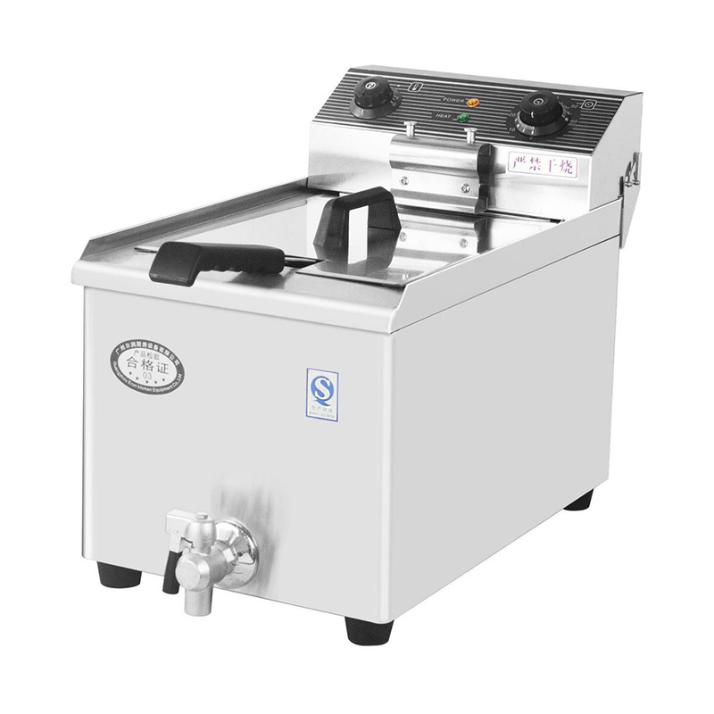 مقلاة عميقة كهربائية تجارية من الفولاذ المقاوم للصدأ ذات سلة واحدة وصمام