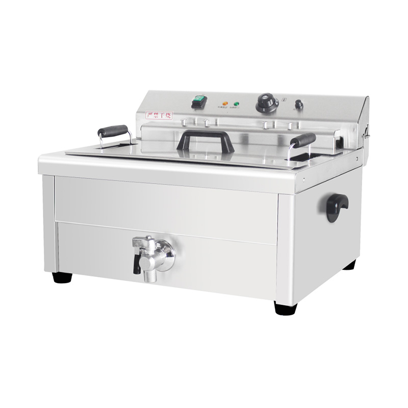 مقلاة عميقة كهربائية تجارية من الفولاذ المقاوم للصدأ بسلة زيت عريضة