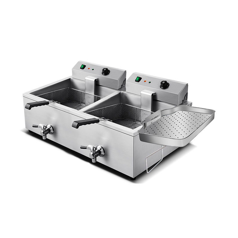مصفاة زيت جانبية، مقلاة عميقة كهربائية تجارية من الفولاذ المقاوم للصدأ
