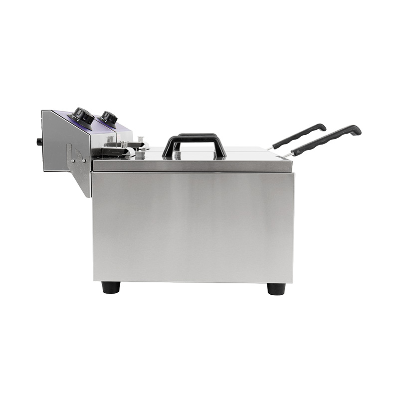 مقلاة عميقة كهربائية تجارية من الفولاذ المقاوم للصدأ ذات لوحة زرقاء مع سلة مزدوجة