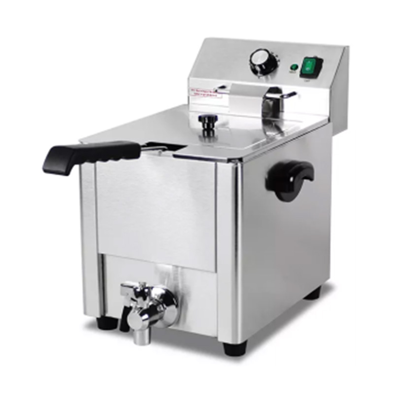 مقلاة عميقة كهربائية تجارية من الفولاذ المقاوم للصدأ ذات سلة واحدة وصمام