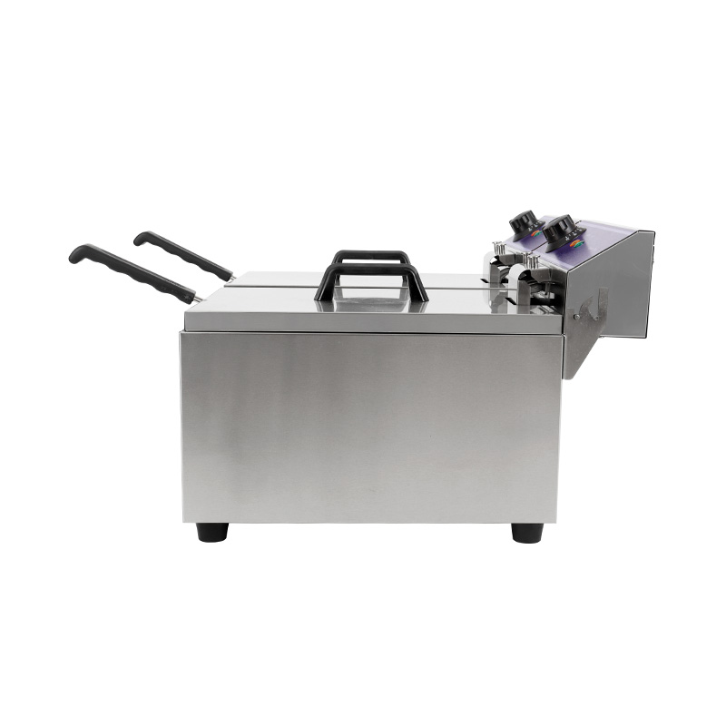 مقلاة عميقة كهربائية تجارية من الفولاذ المقاوم للصدأ ذات لوحة زرقاء مع سلة مزدوجة