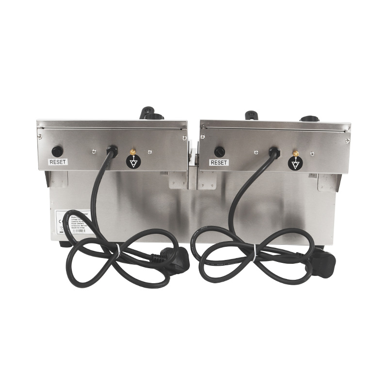 مقلاة عميقة كهربائية تجارية من الفولاذ المقاوم للصدأ ذات لوحة زرقاء مع سلة مزدوجة