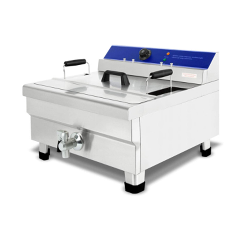 مقلاة عميقة كهربائية تجارية من الفولاذ المقاوم للصدأ بسلة زيت عريضة