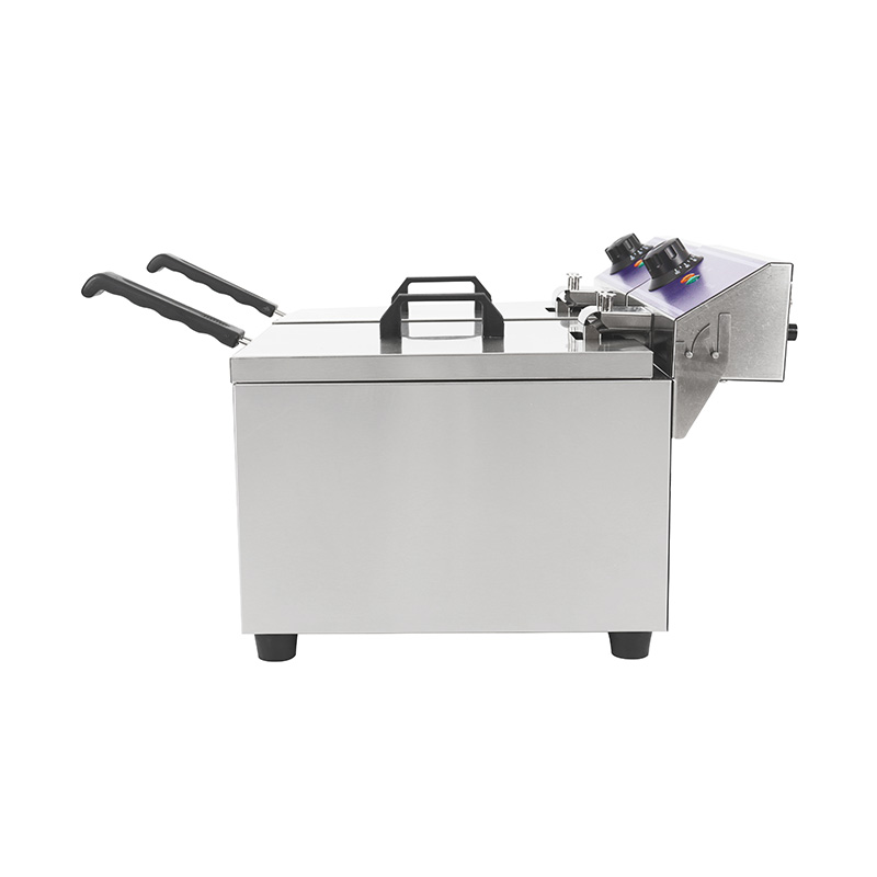 مقلاة عميقة كهربائية تجارية من الفولاذ المقاوم للصدأ ذات لوحة زرقاء مع سلة مزدوجة