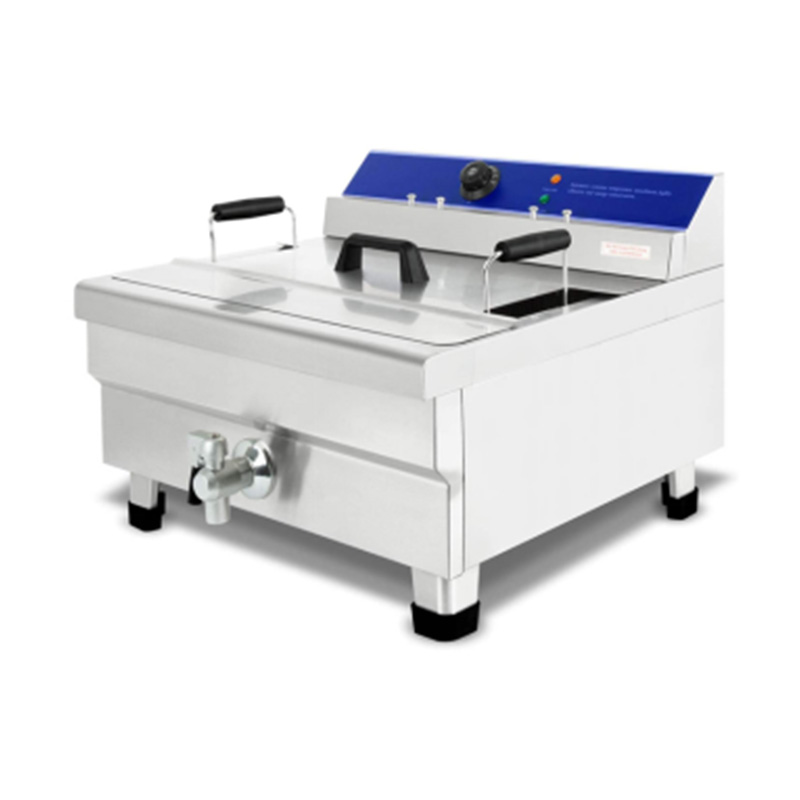 مقلاة عميقة كهربائية تجارية من الفولاذ المقاوم للصدأ بسلة زيت عريضة