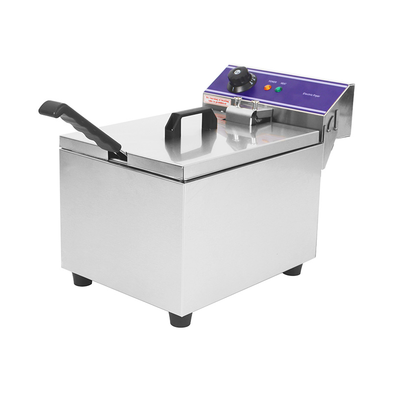 مقلاة عميقة كهربائية تجارية من الفولاذ المقاوم للصدأ ذات لوحة زرقاء مع سلة واحدة