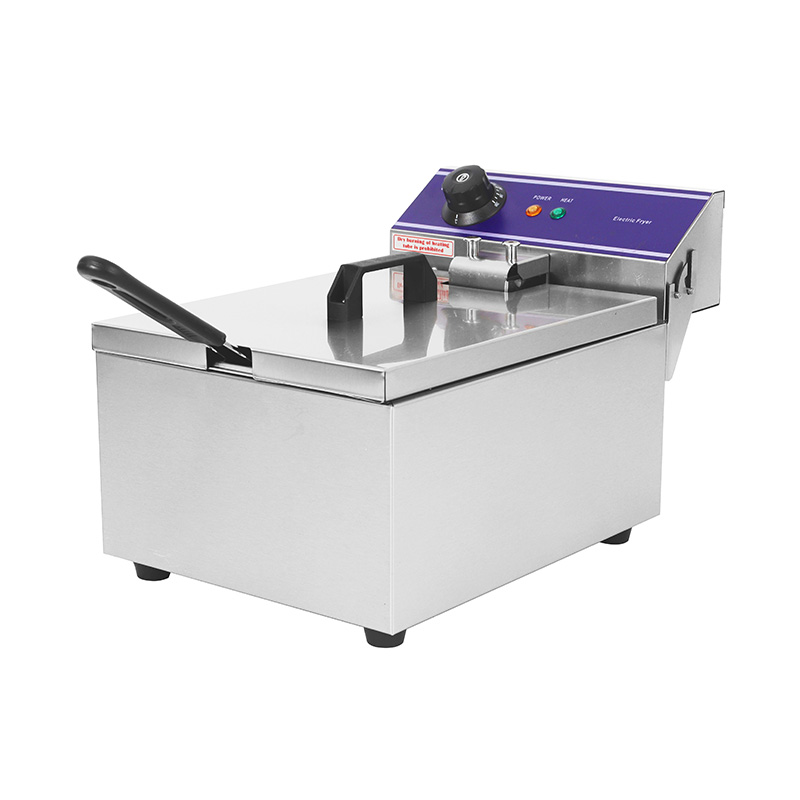 مقلاة عميقة كهربائية تجارية من الفولاذ المقاوم للصدأ ذات لوحة زرقاء مع سلة واحدة