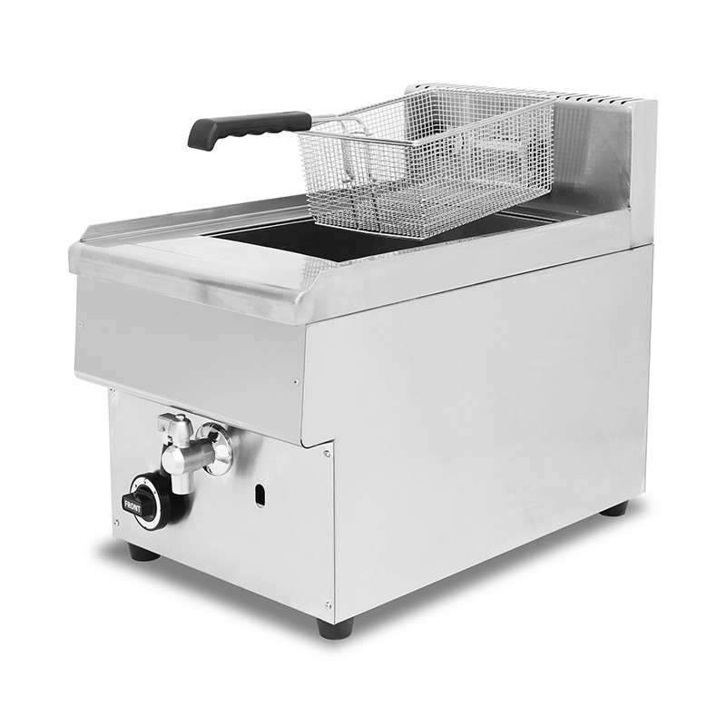 مقلاة عميقة تجارية من الفولاذ المقاوم للصدأ تعمل بالغاز الطبيعي/غاز البترول المسال مع صمام