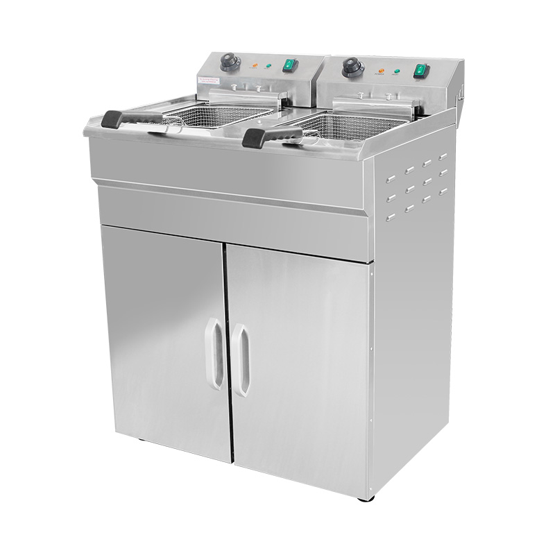 مقلاة عميقة تجارية كهربائية من الفولاذ المقاوم للصدأ مع خزانة