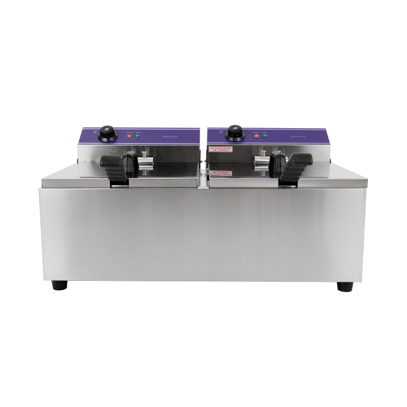 مقلاة عميقة كهربائية تجارية من الفولاذ المقاوم للصدأ ذات لوحة زرقاء مع سلة مزدوجة