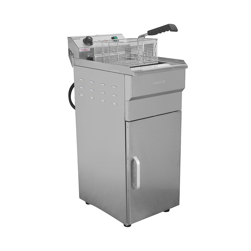 مقلاة عميقة تجارية كهربائية من الفولاذ المقاوم للصدأ مع خزانة