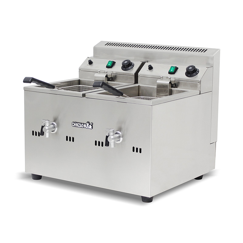 مقلاة عميقة تجارية من الفولاذ المقاوم للصدأ تعمل بالغاز الطبيعي/غاز البترول المسال مع صمام