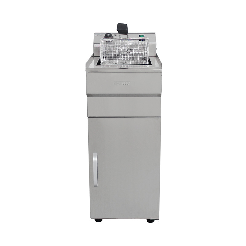 مقلاة عميقة تجارية كهربائية من الفولاذ المقاوم للصدأ مع خزانة