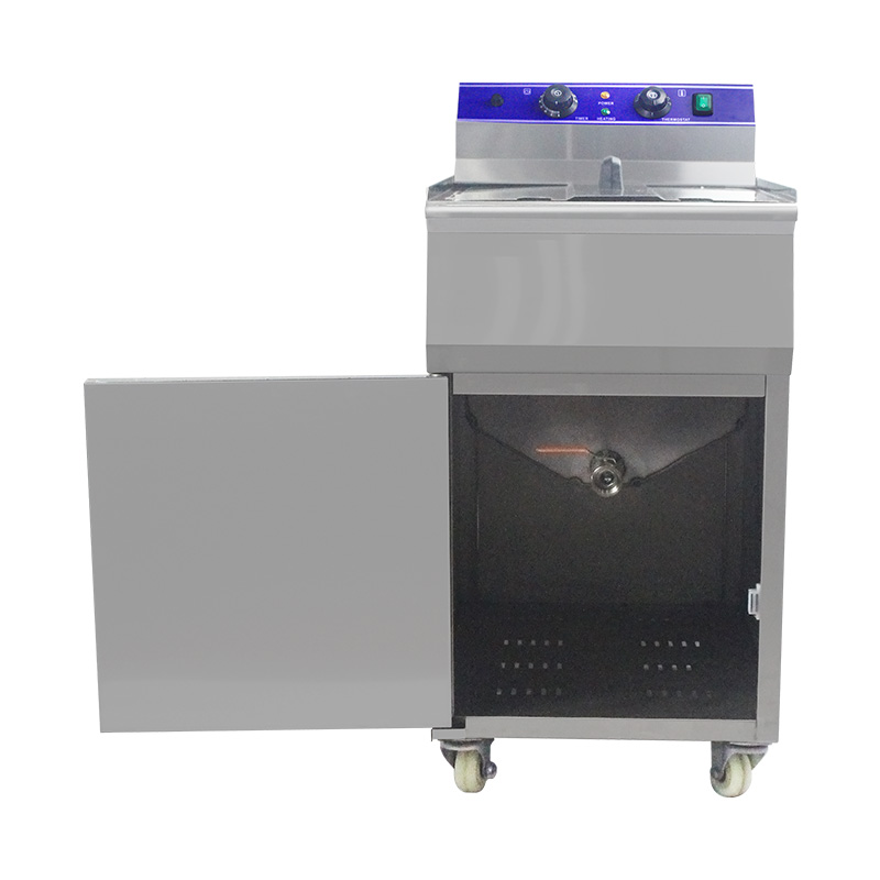 مقلاة عميقة تجارية كهربائية من الفولاذ المقاوم للصدأ مع خزانة