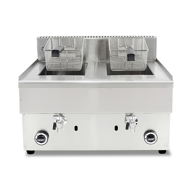 مقلاة عميقة تجارية من الفولاذ المقاوم للصدأ تعمل بالغاز الطبيعي/غاز البترول المسال مع صمام