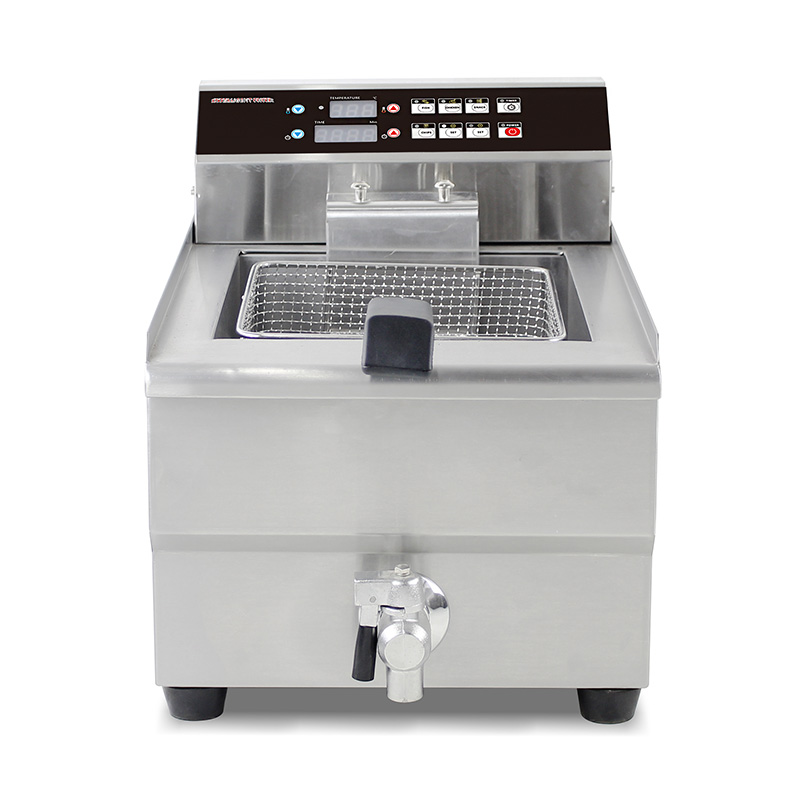 لوحة تحكم الكمبيوتر مقلاة عميقة كهربائية تجارية من الفولاذ المقاوم للصدأ