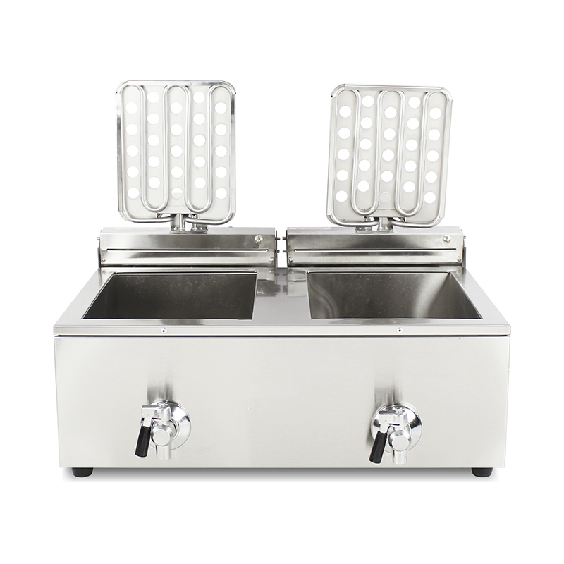 مقلاة عميقة كهربائية تجارية من الفولاذ المقاوم للصدأ ذات سلال مزدوجة وصمام