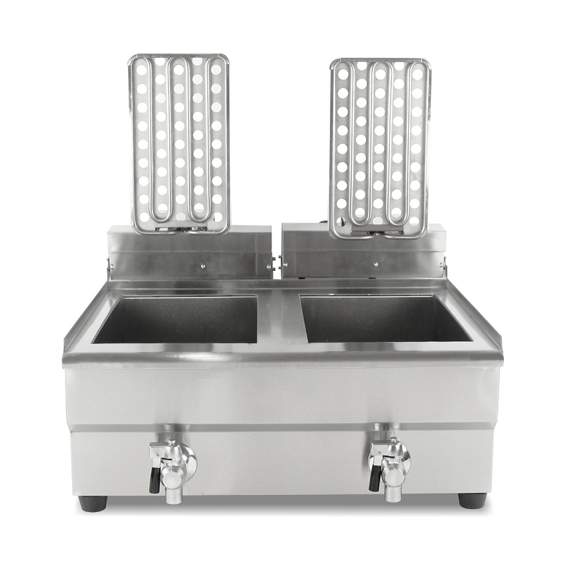 مقلاة عميقة كهربائية تجارية من الفولاذ المقاوم للصدأ ذات سلال مزدوجة وصمام