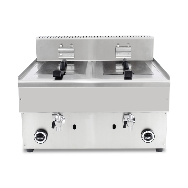 مقلاة عميقة تجارية من الفولاذ المقاوم للصدأ تعمل بالغاز الطبيعي/غاز البترول المسال مع صمام