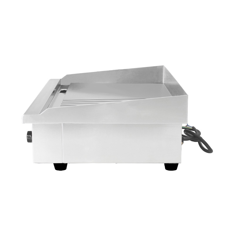 مقلاة كهربائية نصف ناعمة ونصف ذات أخدود على شكل لوحة من الفولاذ المقاوم للصدأ لطاولة المطبخ التجارية