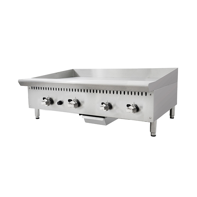 مقلاة تجارية من الفولاذ المقاوم للصدأ تعمل بالغاز الطبيعي/غاز البترول المسال مع واقي من اللهب