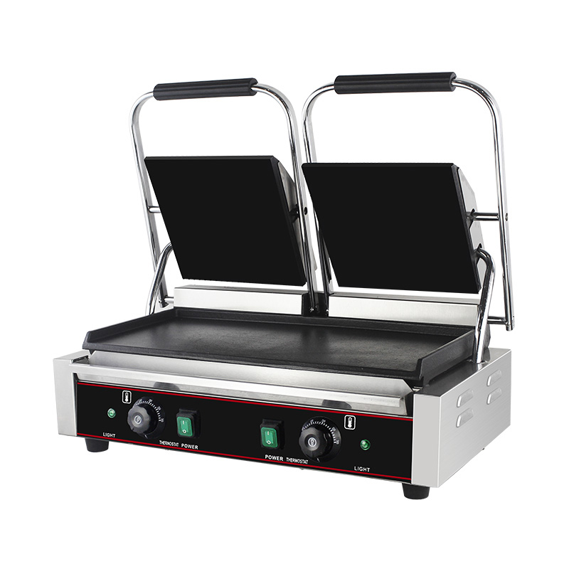 ماكينة شواء بانيني كهربائية مزدوجة الألواح من الفولاذ المقاوم للصدأ