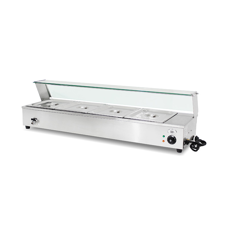 حمام تجاري معزول من الفولاذ المقاوم للصدأ مع واقي عطس من الزجاج المقسّى