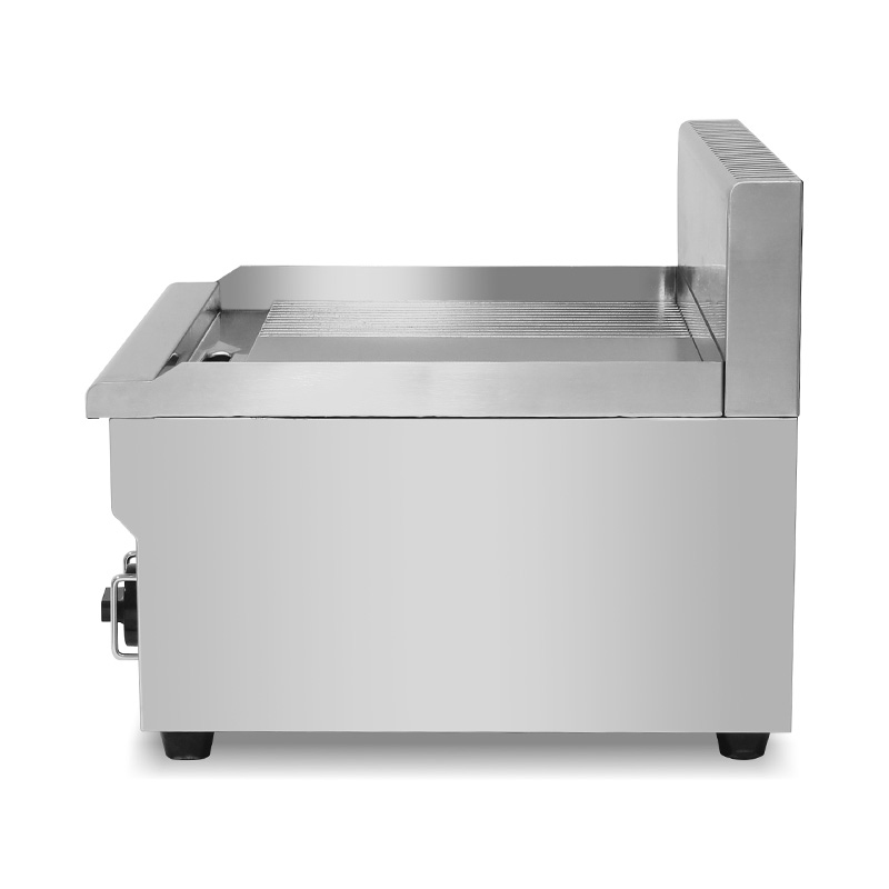 صاج تجاري من الفولاذ المقاوم للصدأ يعمل بالغاز الطبيعي/غاز البترول المسال بنمط نصف أملس ونصف أخدود