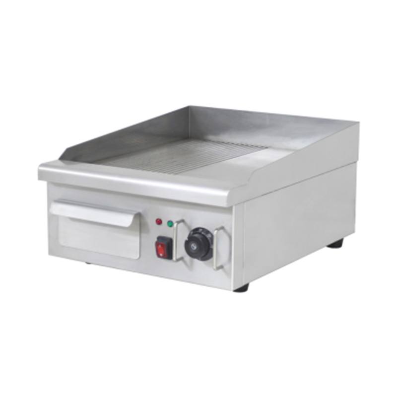 مقلاة كهربائية نصف ناعمة ونصف ذات أخدود على شكل لوحة من الفولاذ المقاوم للصدأ لطاولة المطبخ التجارية