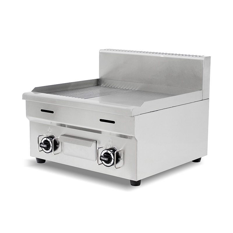 صاج تجاري من الفولاذ المقاوم للصدأ يعمل بالغاز الطبيعي/غاز البترول المسال بنمط نصف أملس ونصف أخدود