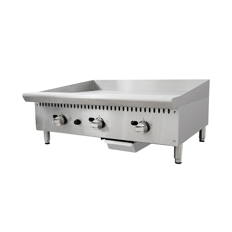 مقلاة تجارية من الفولاذ المقاوم للصدأ تعمل بالغاز الطبيعي/غاز البترول المسال مع واقي من اللهب