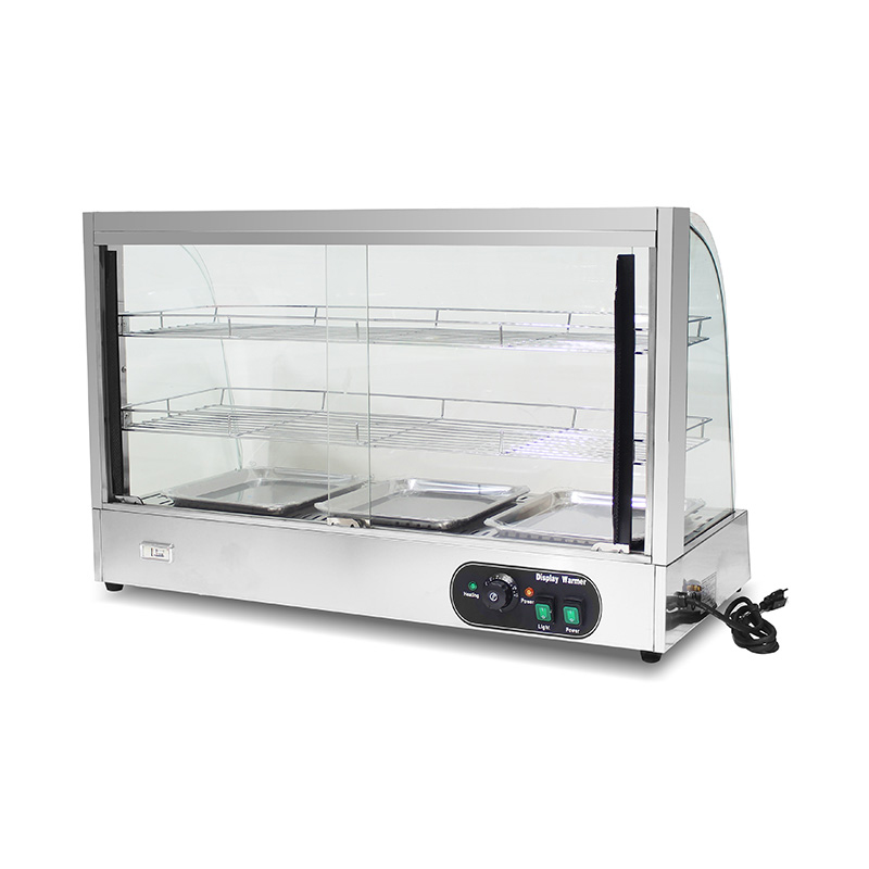 آلة تدفئة الطعام الكهربائية الزجاجية ذات القوس الكهربائي للمطبخ التجاري المصنوع من الفولاذ المقاوم للصدأ