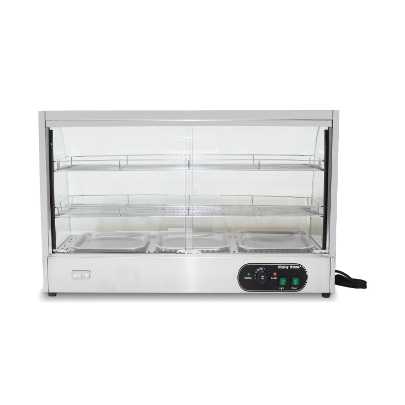 آلة تدفئة الطعام الكهربائية الزجاجية ذات القوس الكهربائي للمطبخ التجاري المصنوع من الفولاذ المقاوم للصدأ