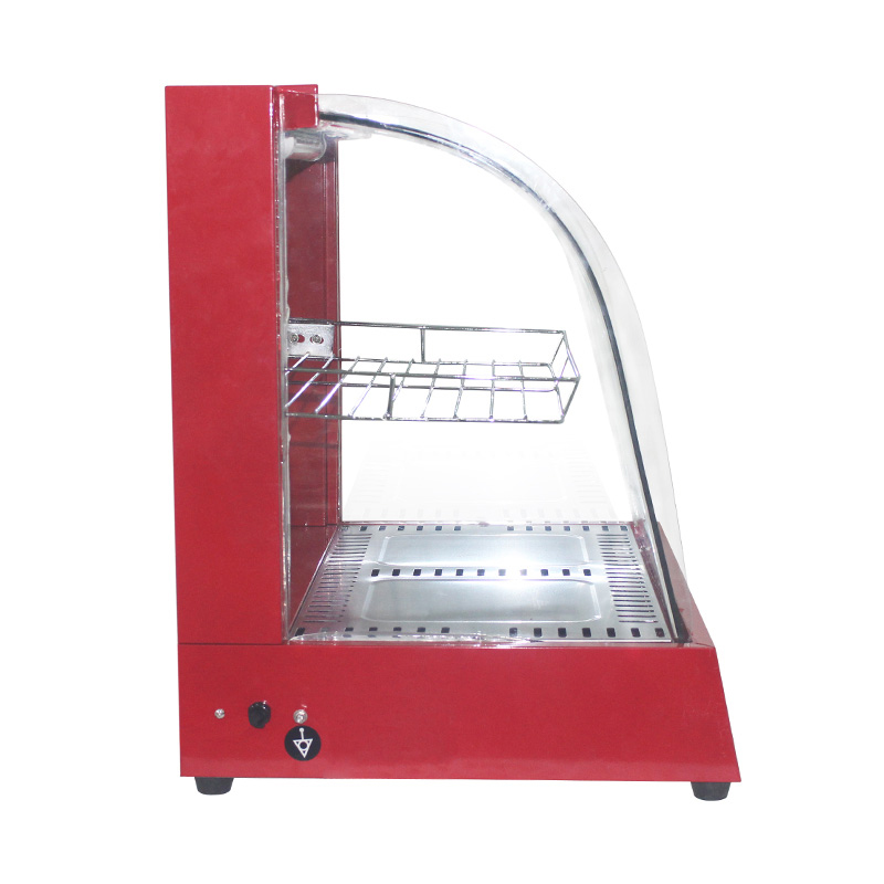 آلة تدفئة الطعام الكهربائية الزجاجية ذات القوس الكهربائي للمطبخ التجاري المصنوع من الفولاذ المقاوم للصدأ
