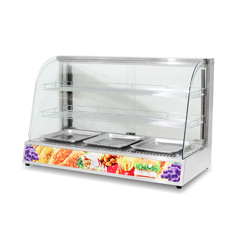 آلة تدفئة الطعام الكهربائية الزجاجية ذات القوس الكهربائي للمطبخ التجاري المصنوع من الفولاذ المقاوم للصدأ