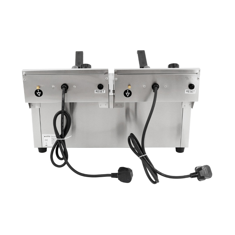 مقلاة عميقة كهربائية تجارية من الفولاذ المقاوم للصدأ ذات لوحة زرقاء مع سلة مزدوجة