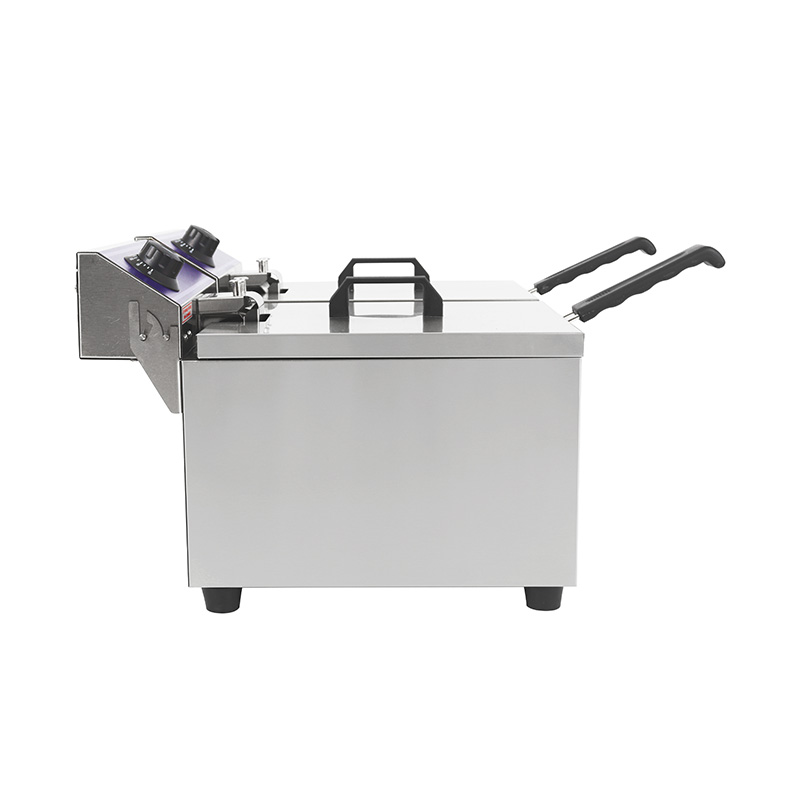 مقلاة عميقة كهربائية تجارية من الفولاذ المقاوم للصدأ ذات لوحة زرقاء مع سلة مزدوجة