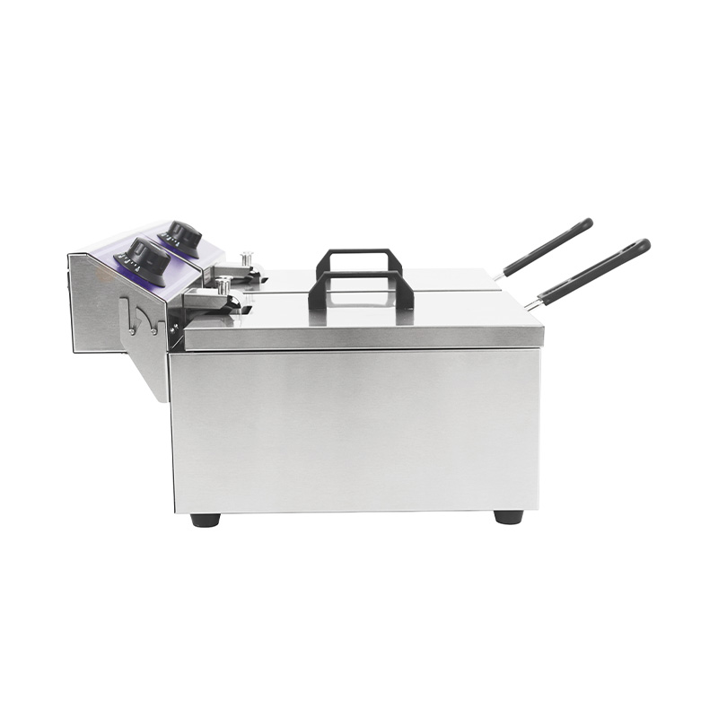 مقلاة عميقة كهربائية تجارية من الفولاذ المقاوم للصدأ ذات لوحة زرقاء مع سلة مزدوجة