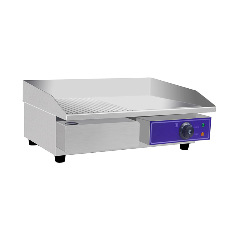 شواية كهربائية نصف ناعمة نصف أخدود من الفولاذ المقاوم للصدأ للمطبخ التجاري