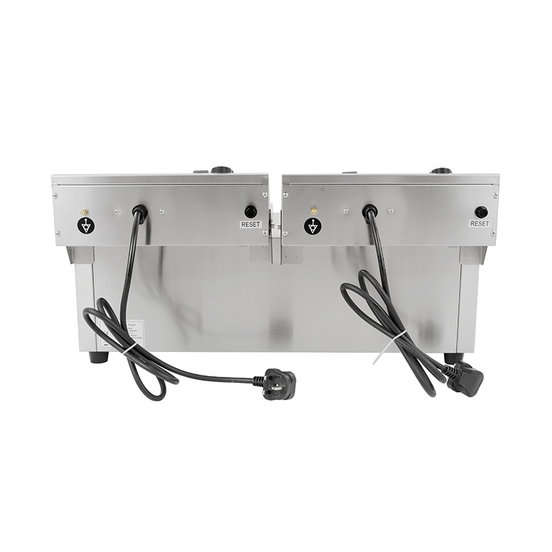 مقلاة عميقة كهربائية تجارية من الفولاذ المقاوم للصدأ ذات لوحة زرقاء مع سلة مزدوجة