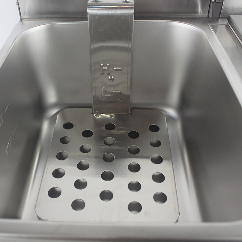 مقلاة عميقة كهربائية تجارية من الفولاذ المقاوم للصدأ ذات لوحة زرقاء مع سلة مزدوجة