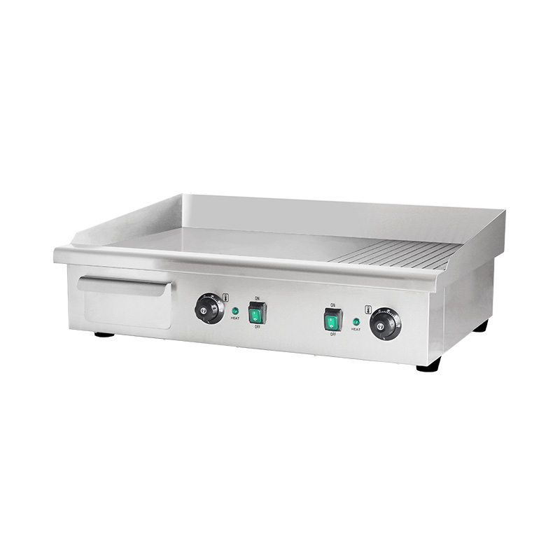 شواية كهربائية نصف ناعمة نصف أخدود من الفولاذ المقاوم للصدأ للمطبخ التجاري