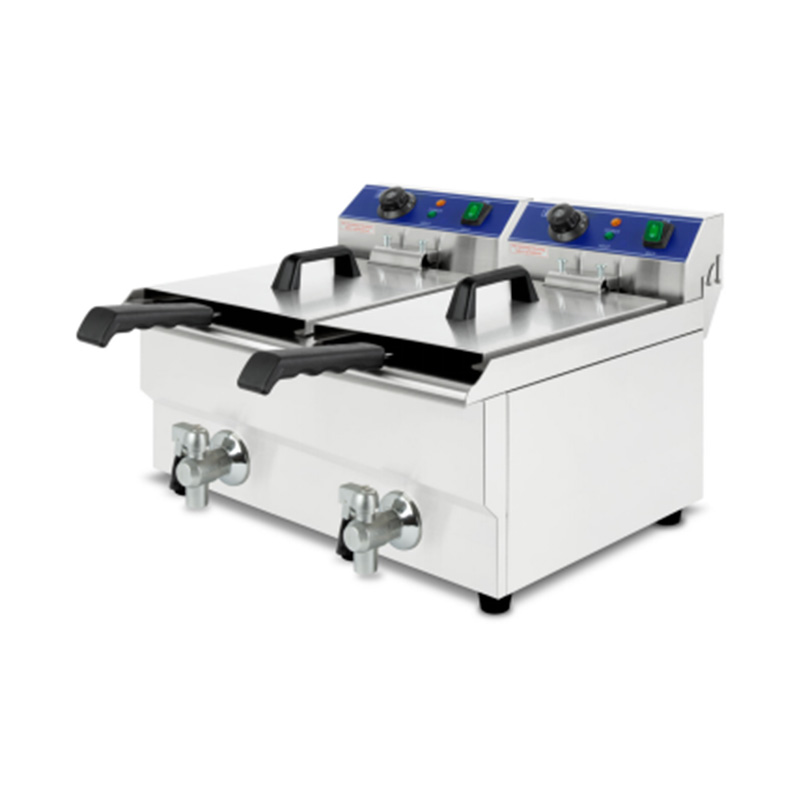 سلال مزدوجة وصمام مقلاة عميقة كهربائية تجارية من الفولاذ المقاوم للصدأ