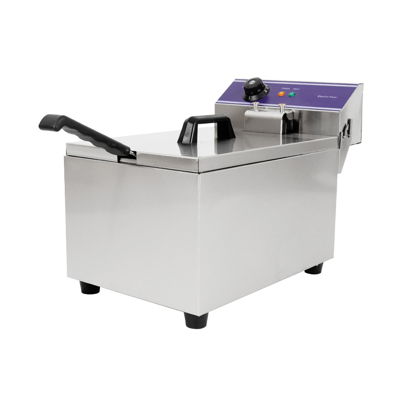 مقلاة عميقة كهربائية تجارية من الفولاذ المقاوم للصدأ ذات لوحة زرقاء مع سلة واحدة