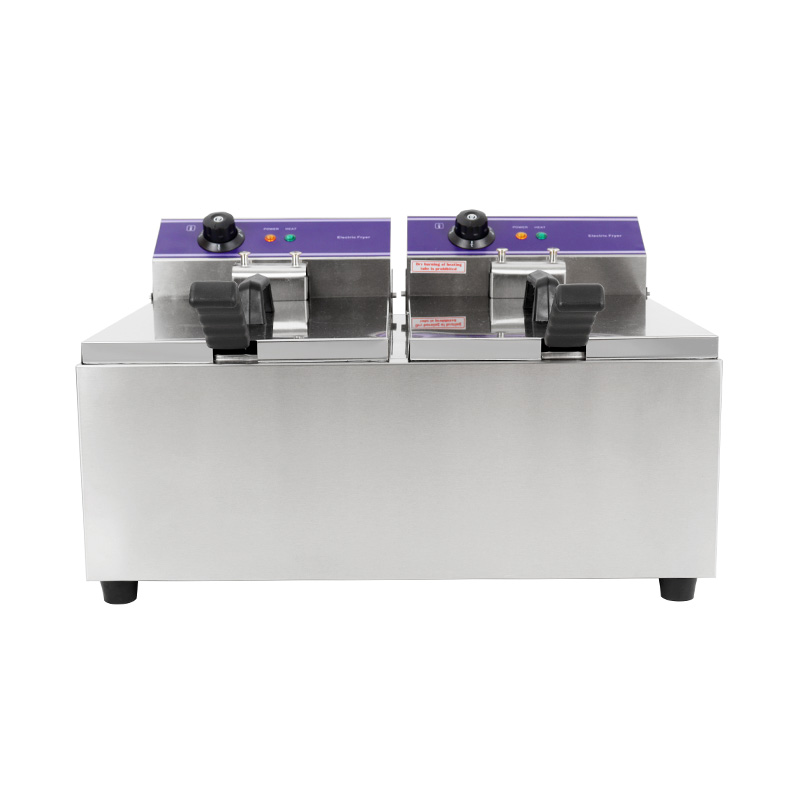 مقلاة عميقة كهربائية تجارية من الفولاذ المقاوم للصدأ ذات لوحة زرقاء مع سلة مزدوجة