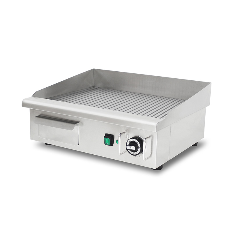 لوحة الأخدود نمط الفولاذ المقاوم للصدأ المطبخ التجاري كونترتوب الشواية الكهربائية