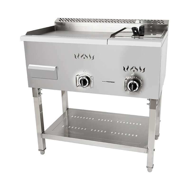 لوحة مسطحة من الفولاذ المقاوم للصدأ، تعمل بالغاز الطبيعي/غاز البترول المسال، وشواية ومقلاة