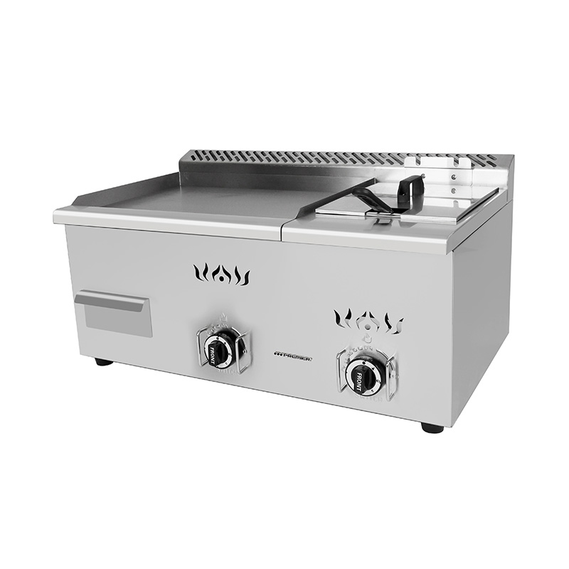 الفولاذ المقاوم للصدأ الغاز الطبيعي / غاز البترول المسال المطبخ التجاري كونترتوب الشواية مع المقلاة