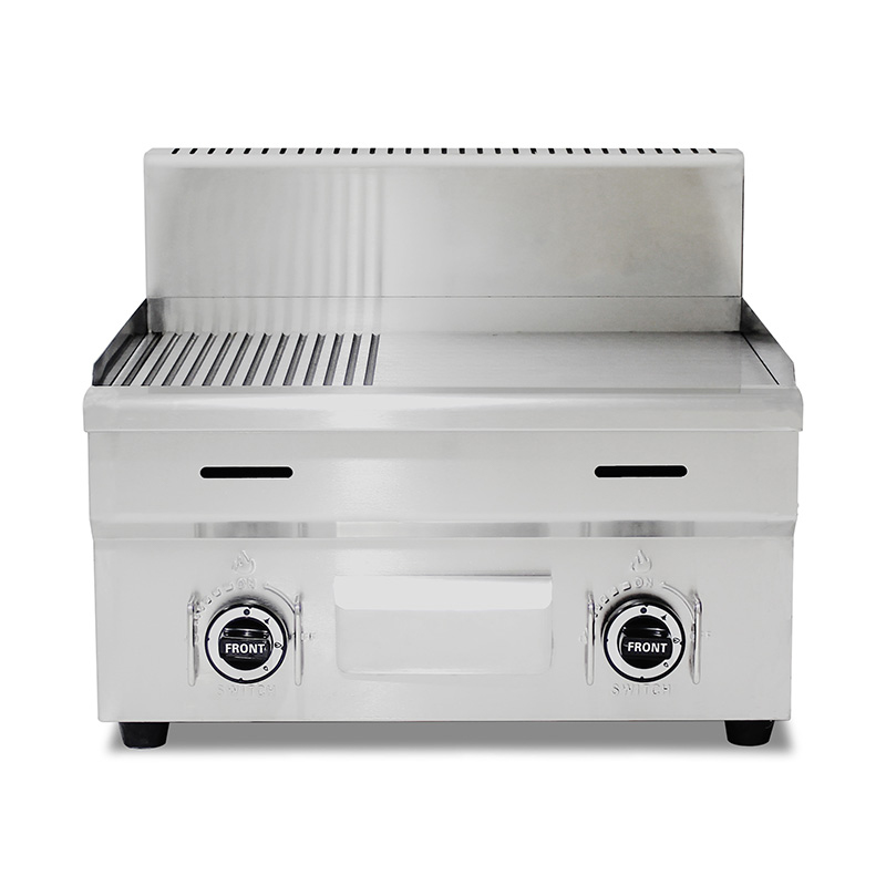 شواية تجارية بنصف أخدود نصف أملس من الفولاذ المقاوم للصدأ تعمل بالغاز الطبيعي/غاز البترول المسال